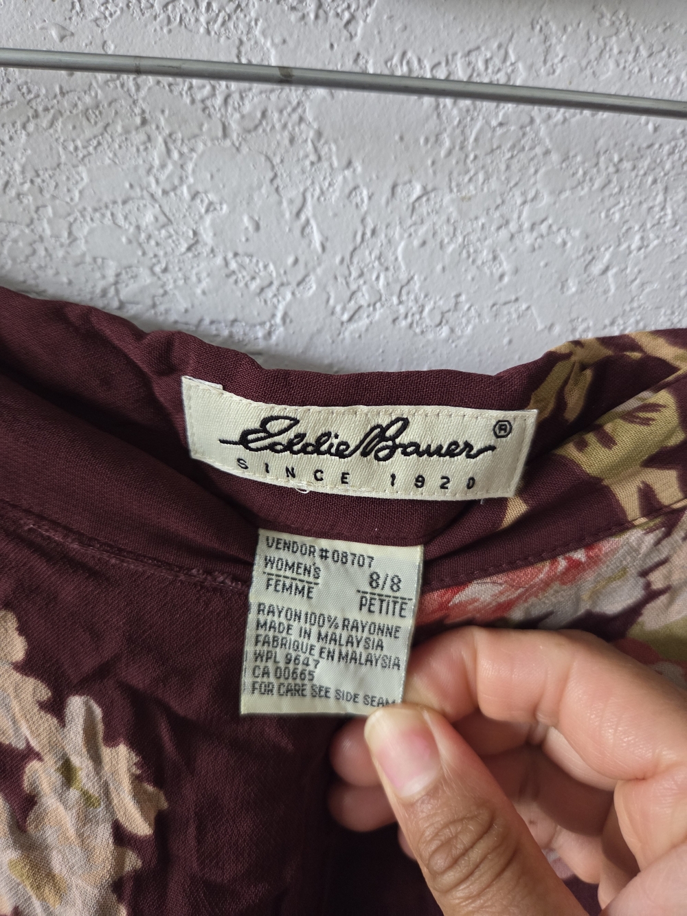 Eddie Bauer Burgundy Floral Circle Skirt - Picture 3 of 5
